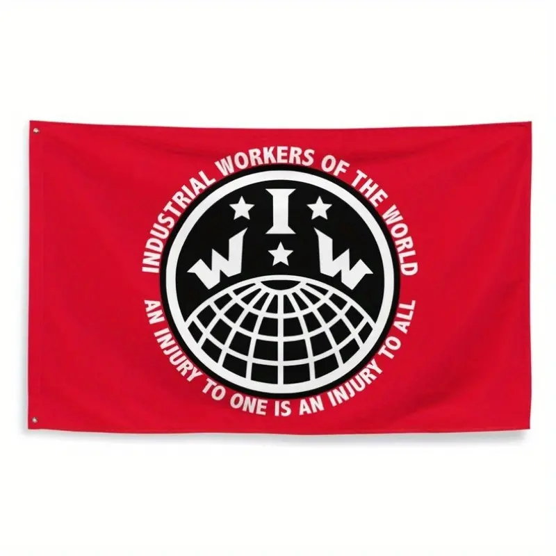 IWW Industrial Workers of the World Flag 3x5 |   Durable Fabric, Red with White & Green Symbol, Labor Union Socialist for the World Organization Banner for Anarchist, Syndicalist, General Strike, Anticapitalist