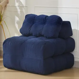 Garvee Folding Sofa Bed - Convertible Sleeper Chair with Pillow, Foldable Mattress, Back Support, and Portable Fold-Out Chair Bed for Living Room and Bedroom in Navy Blue, Single