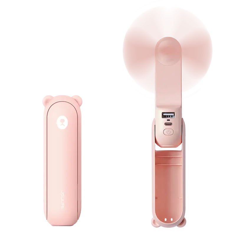 JISULIFE Handheld Mini Fan Multifunction Portable Fan Fan with USB Power Bank & Flashlight, 3 IN 1 for Birthday Gifts