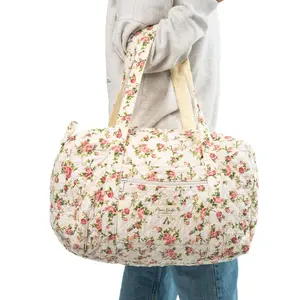 Moon Nude Roze Large Duffle Bag – Multi-Design Collection | Quilted Floral Travel & Gym Bag with Zippered Front Pocket, Spacious Weekender Carry
