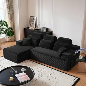 101″ Modern 3 Seater Sofa for Living Room, Boneless Couch in A Box, Corduroy Compression Sofa, No Assembly Required,6 Fun Colors to Choose From sofas para sala