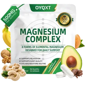 OYQXT Magnesium Complex 10 Essential Forms 500mg 90 Capsules for Healthy Muscles & Bones Non-GMO USA Made Dietary Fitness Natural Wellness Boost Supplement Vitamin