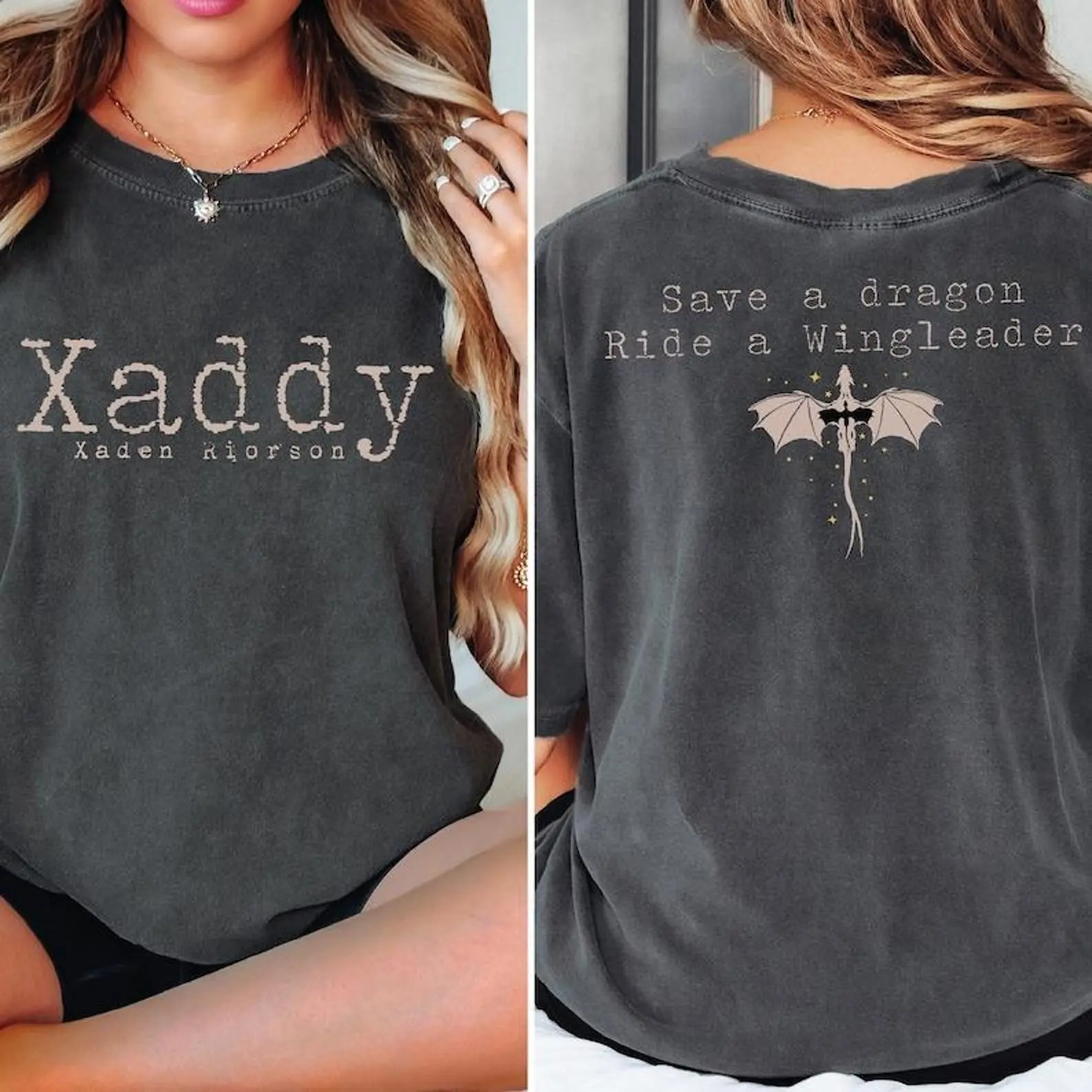 Xaddy Xaden Riorson Comfort Tee, Xaden Fourth Wing Two Sided Shirt, Fourth Wing Merch, Onyx Storm , Rebecca Yarros Apparel, vintage graphic tees