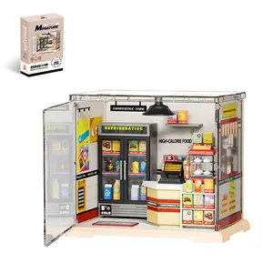 DIY Miniature Convenience Store Dollhouse Kit with LED Lights – Realistic Tiny Shop Building Set with Detailed Shelves & Products, Craft Hobby Gift for Women, Teens & Adults, Ideal Christmas/Black Friday Creative Present & Home Decor