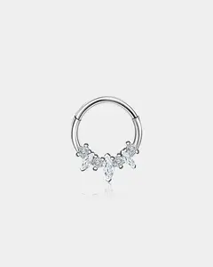 Oval and Round CZ Segment Septum Ring