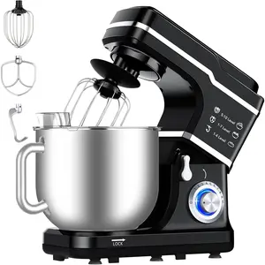 GARVEE 7.5 QT Professional Electric Stand Mixer - 660W 10-Speed Kitchen Mixer with Stainless Steel Bowl, LED Light, and Dishwasher-Safe Accessories in Black or Silver for Versatile Baking and Cooking.