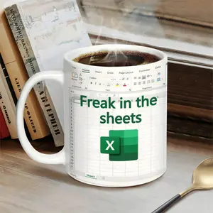 Funny Excel Coffee Mug, Freak In The Sheets Mug, Spreadsheet Excel Cup, Gifts for CPA CFO Coworkers Accounting Boss Friends, Novelty Gifts for Birthday Christmas New Year Men Women Drinkware Tumbler Reuse Washable
