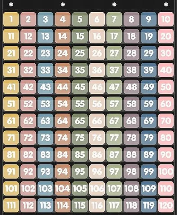 Yoink 1-120 Number Calendar Pocket Chart with 120 Pockets, Double-Sided Number Cards, Wall-Mountable Educational Chart for Kids Classroom - Back to School Haul, Pattern Recognition Office/School Supplies,  back to school shopping