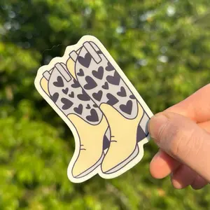 Blue Boots Sticker - Cute Cowgirl Design 3 x 2.5 Inches Durable Water & Scratch-Proof Stickers for Water Bottles Laptops