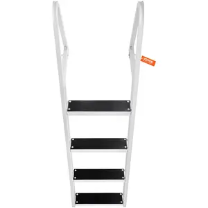 VEVOR Dock Ladder, Removable 4 Steps, 350 lbs Load Capacity, Aluminum Alloy Pontoon Boat Ladder with 4'' Wide Step & Nonslip Rubber Mat, Easy to Install for Ship/Lake/Pool/Marine Boarding
