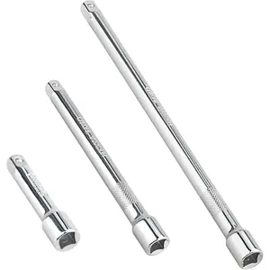 3/8 Inch Drive Socket Extension Bar Set–Includes 3", 6", 10" Chrome Vanadium Steel Extensions with Silver Mirror Finish for Ratchet Drive, Automotive and Home Tool Use