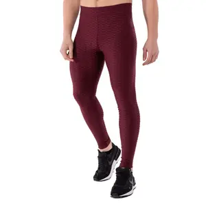 Kapow Meggings Crimson Hex Red Maroon Honeycomb Print Men’s Leggings | Gym, Running, Fitness & Festival Activewear Skinny Yoga Bottoms Skinny Sportswear