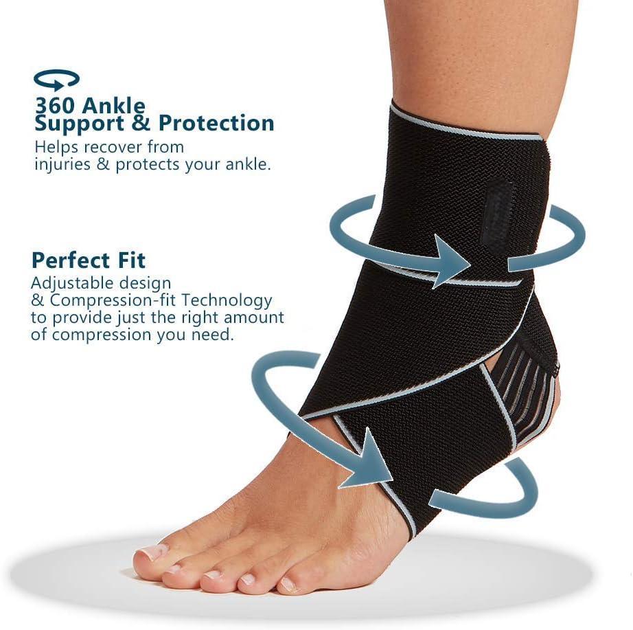 ComfiLife Ankle Brace for Men & Women, Orthopedic Brace - Adjustable Compression Wrap, Ankle Sleeve for Plantar Fasciitis, Tendinitis, Sprain, Swelling, Minor Sprains, Sports, Breathable, One Size