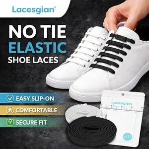 Lacesgian No Tie Elastic Shoe Laces – Flat Stretch Sneaker Laces for Adults & Kids, Easy Slip-On, Comfortable & Secure Fit