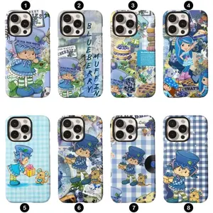 Blueberry Muffin Shells Hot Cartoon Strawberry S-Shortcake Kawaii Phone Cover Compatible with iPhone X, 11, 12, 13, 14, 15, 16, 17 Plus Pro Promax & SS Galaxy S21-25 Series