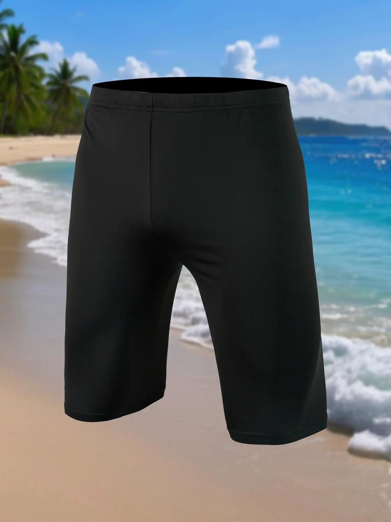 Men's mid-length quick-drying swimming trunks - elastic waistband, lightweight waterproof fabric, simple and slim design, perfect for beach vacations, swimming and water activities. Comfortable and fashionable, suitable for summer leisure time.