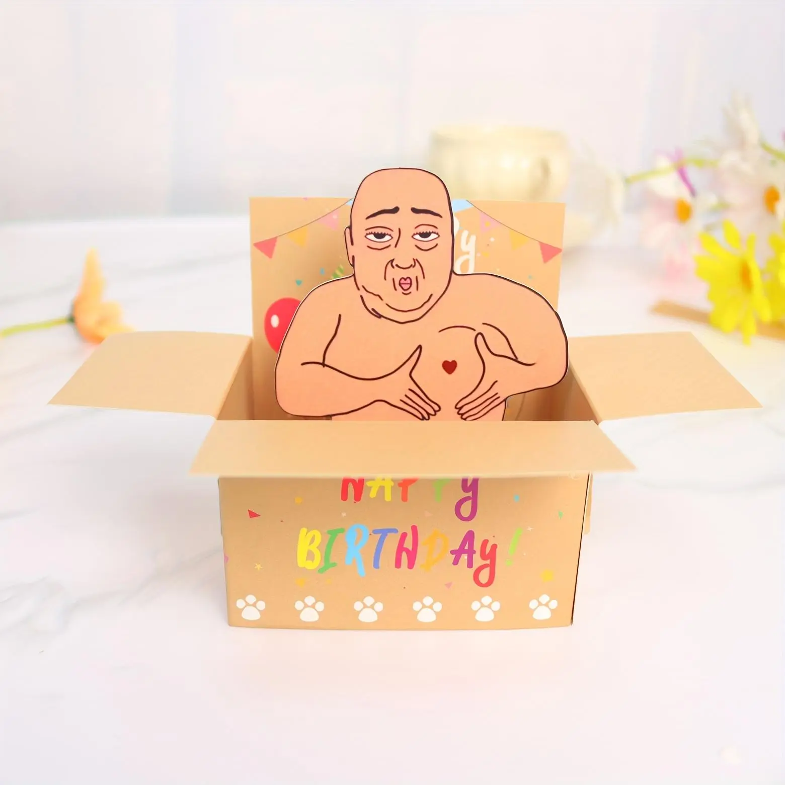 Happy Birthday Pop-Up Card, 3D Character Design Birthday Card with Heart Balloons & Confetti, Greeting Card, Pop Up Cards, Gift Card for Birthdays, Anniversaries, Party Invitations