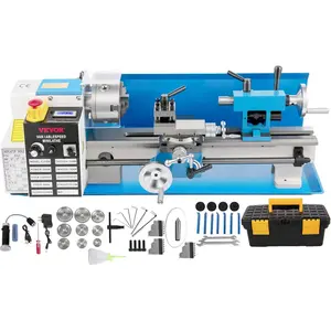 VEVOR Mini Metal Lathe, 7"x14", Benchtop Metal Lathe, 550W Variable Speed 2250 RPM Metal Lathe, with 3-jaw Chuck Mini Lathe Machine, Precision Mini Lathe w/Tool Box Digital Display for Metal Turning