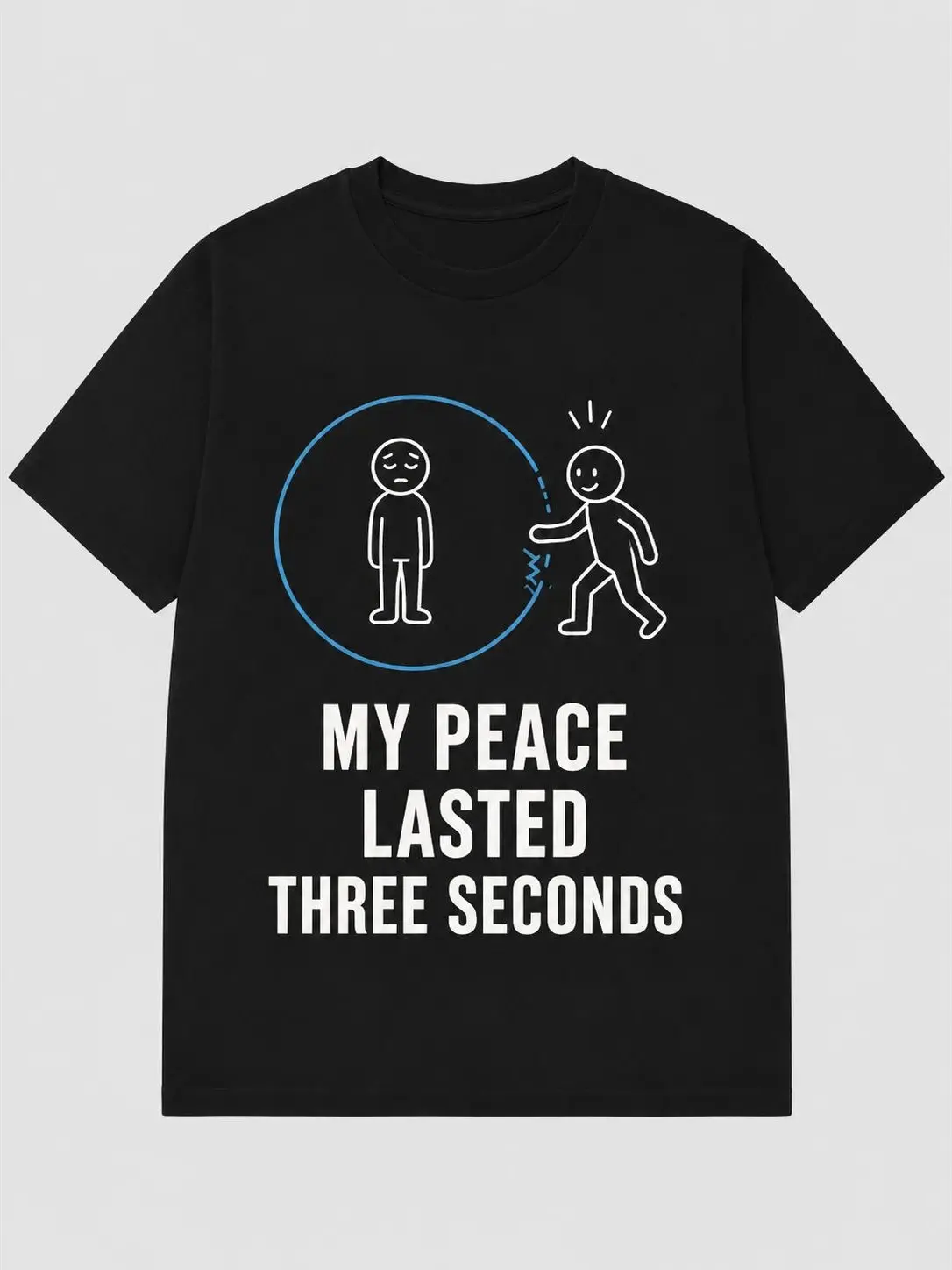 Women's "My Peace Lasted 3 Seconds" Funny Introvert Graphic T-Shirt, Mood Statement Top,ai,shirts,Muppet,Christmas,Carol,Matching,Sweatshirt,womens,basic,tees,trend,camisas,frescas,com,fo,table,bundle,cheer,outfits,glock,embroidered