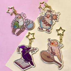 DnD Class Bird Glitter Acrylic Keychain/ Dnd5e Charm / Pathfinder Charm / TTRPG Charm / Bird Acrylic Charm / Parrot Charm