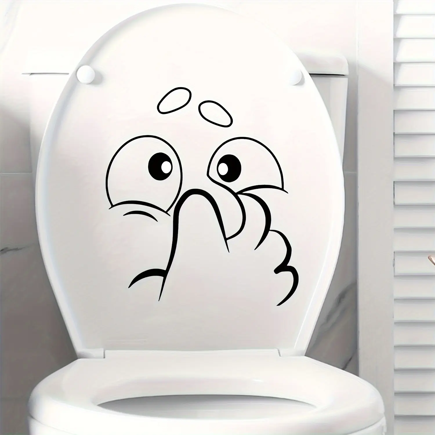 Humorous Expression Toilet Sticker, Bathroom Decorative Adhesive Decal, Fun Wall Decoration for Bathrooms & Restrooms, Bathroom Decorations, Bathroom Decoration Accessories, Bathroom Accessory, Bathroom Decor Supplies