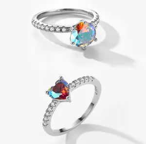 Exquisite 925 Sterling Silver Tiger Eyes Zircon Crystal Ring (Size 5-9)