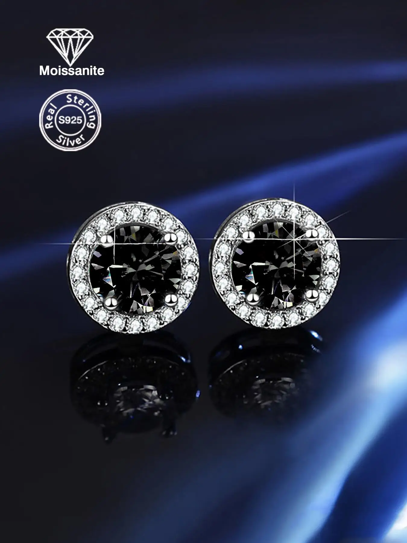 S925 Sterling Silver Synthetic Moissanite Earrings, Elegant Stud Earrings for Women for Party, Daily Decor, Trendy All-match & Exquisite Jewelry for B