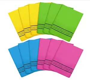 12 Pieces Korean Exfoliating Mitt Glove Italy Towel Body Skin Scrubber Exfoliating Scrubber for Remove Dead Skin Washcloth Korean(Small,Yellow, Green, Blue, Pink)