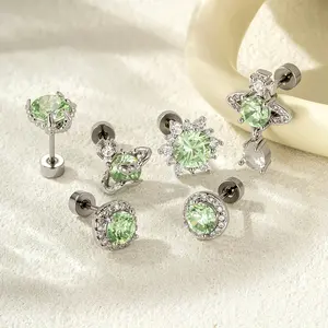 New Fresh Style Mint Green Eight-Heart-Eight-Arrow Zircon High-End Girly Micro-Inlaid Zircon Ear Cuffs for Women