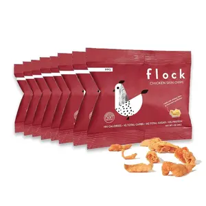 Flock Keto Chicken Skin Chips | BBQ Flavor | Low Carb, High Protein, Sugar Free, Gluten Free Fried Chicken Skins for People | (1oz) 8-Pack Crispy Flock Chips
