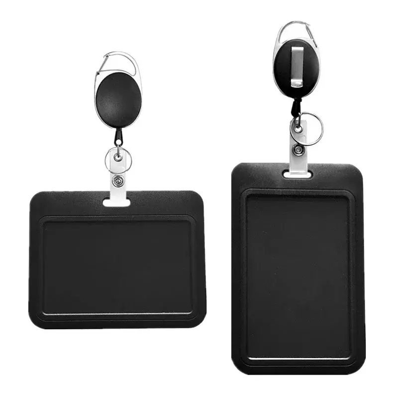 ABS Plastic Badge Holder Reel Set Keychain Pass Work Card Holder Clip Slide Case Working Permit Case Sleeve ID Tag for Staff With Keychain Keychain Badge Reels