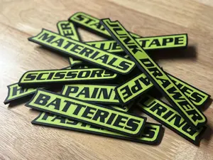 Craft Room Workshop Magnet Label 10-Pack Set | SCISSORS TAPE GLUE PAINT BRUSHES TOOLS & More | Organizer for Drawers Carts Cabinets | Customizable Strong Magnetic Labels Metal Decor