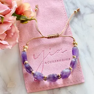 Natural Stone Bracelet (CLICK FOR MORE STONE COLORS) Unique Crystals