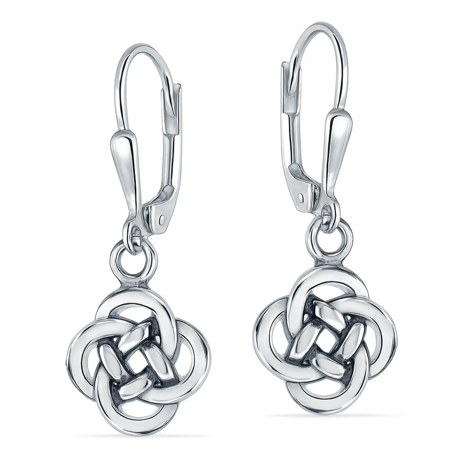 LeCalla 925 Sterling Silver Celtic Knot Leverback Dangle Earrings for Women | Antique Lightweight Loveknot Earrings | Women's Celtic-Knot Romentic Silver Jewelry Gifts - 27MM