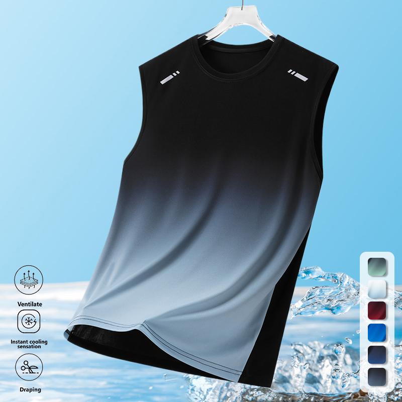 Clean Gent 4/1 Men’s Ultra-Thin Loose Fit Summer Tank Top with Fashion Gradient Print and Crew Neck, Breathable Sports Vest for Outdoor Running and Activities Clean Gent 4/1 Men’s Ultra-Thin Loose Fit Summer Tank Top with Fashion Gradient Print and Crew Neck, Breathable Sports Vest for Outdoor Running and Activities