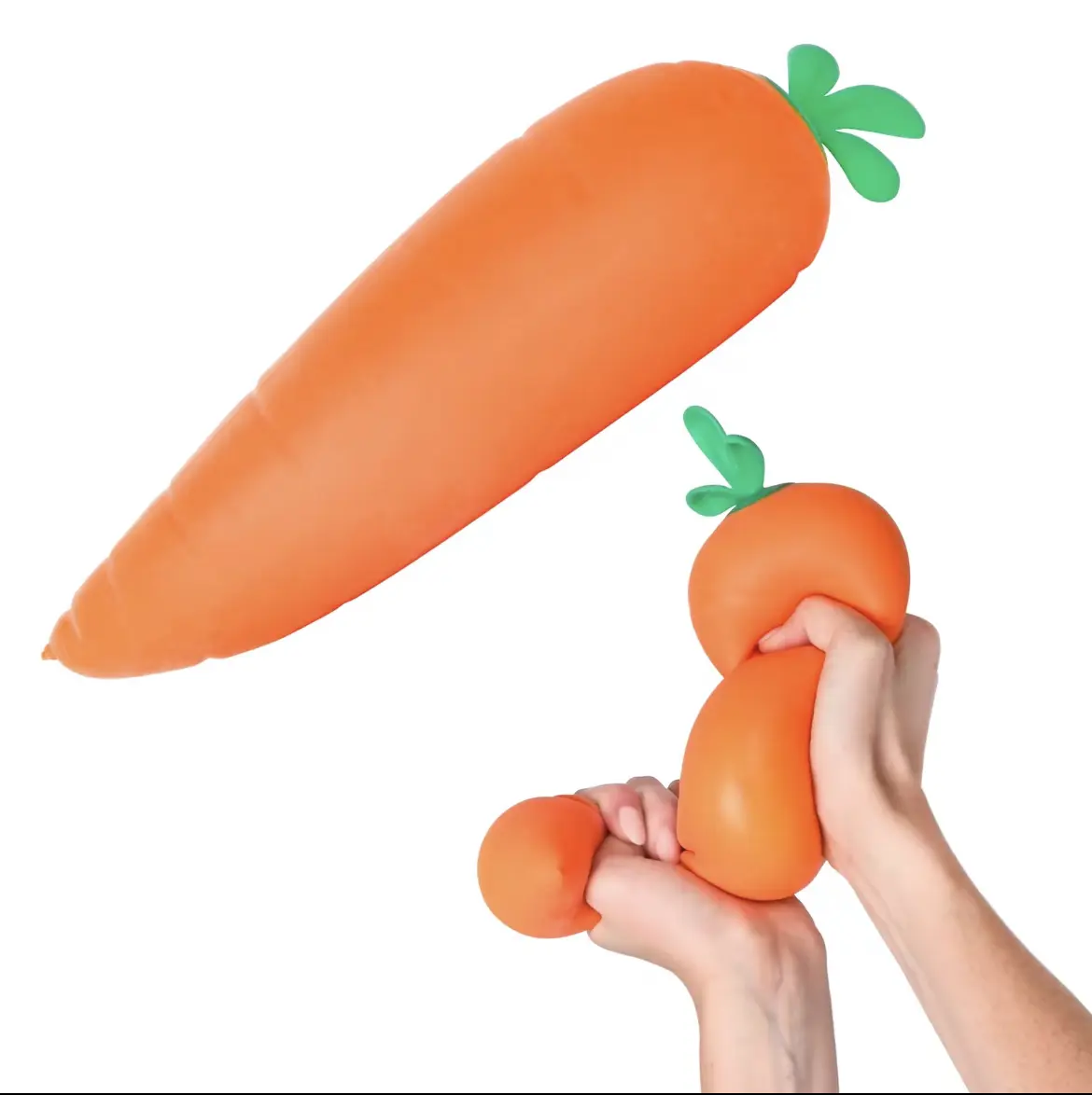 11.8 Inch Squishy Carrot Stress Relief Fidget Toy for Kids Teens & Adults, Squeeze Stretch Twist Toy for Sensory Play & On-the-Go Fun