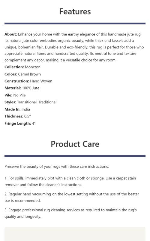 Senneterre Natural Jute Rug  - Living room jute rugs