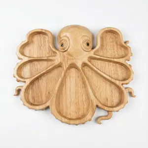 Octopus Charcuterie Platter, 2025 New Ocean Themed Cheese Bread Board, Unique Octopus Design Wooden Tray for Cheese, A Novelty Gift for Seafood and Beach Lovers