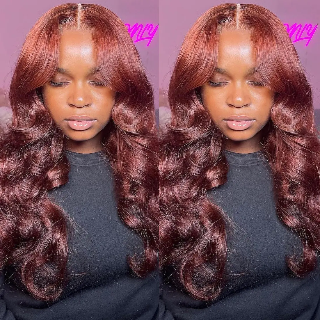 13x4 Lace Front Human Hair Wigs for Women Shiny Orange and Chocolate Brown Colored Body Wave Human Hair Pre Plucked 180 Density Wigs