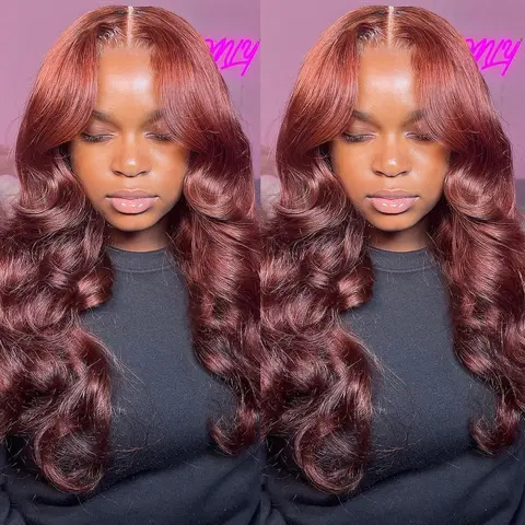 13x4 Lace Front Human Hair Wigs for Women Shiny Orange and Chocolate Brown Colored Body Wave Human Hair Pre Plucked 180 Density Wigs