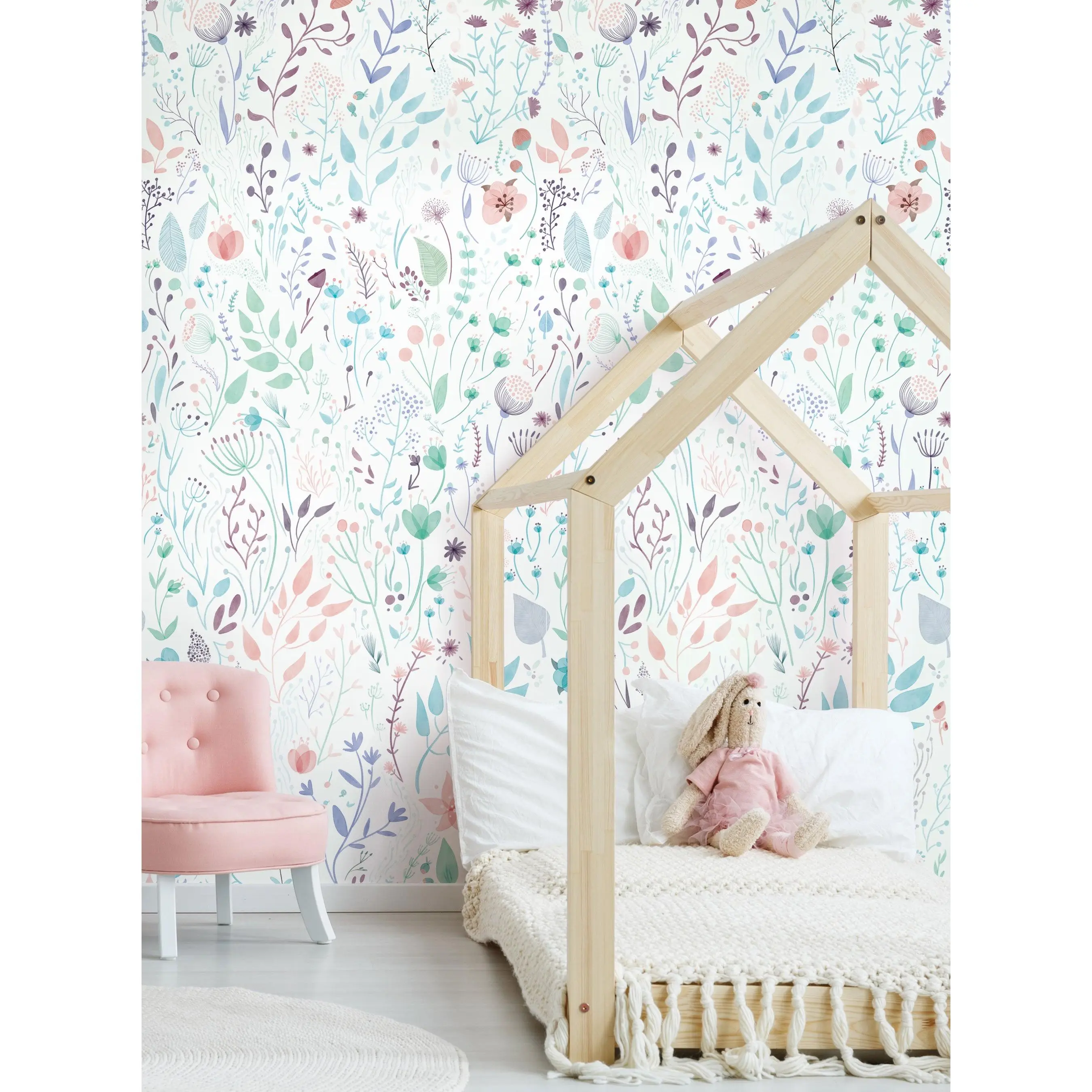 Wild Flowers Peel and Stick Wallpaper, Floral Accent Wall Mural, Self-Adhesive Stick on Wall Decor for Home Improvement, Floral Wallpaper