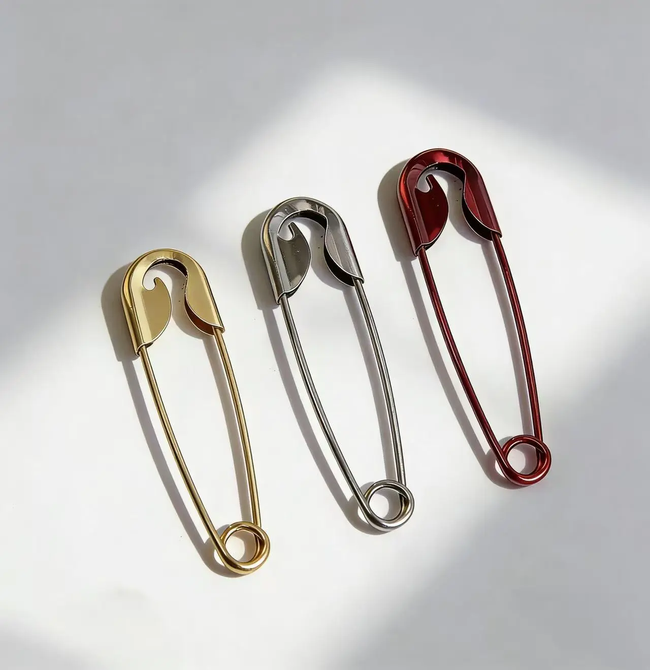Viral TikTok 2026 Y2K Monarch Mega Safety Hairpin 3 Pack (Gold, Silver, Red) | Oversized No-Slip Hair Clip for Women | Large Hair Barrette for Thick Hair Easy Updos Buns All Day Hold, Daily Wear
