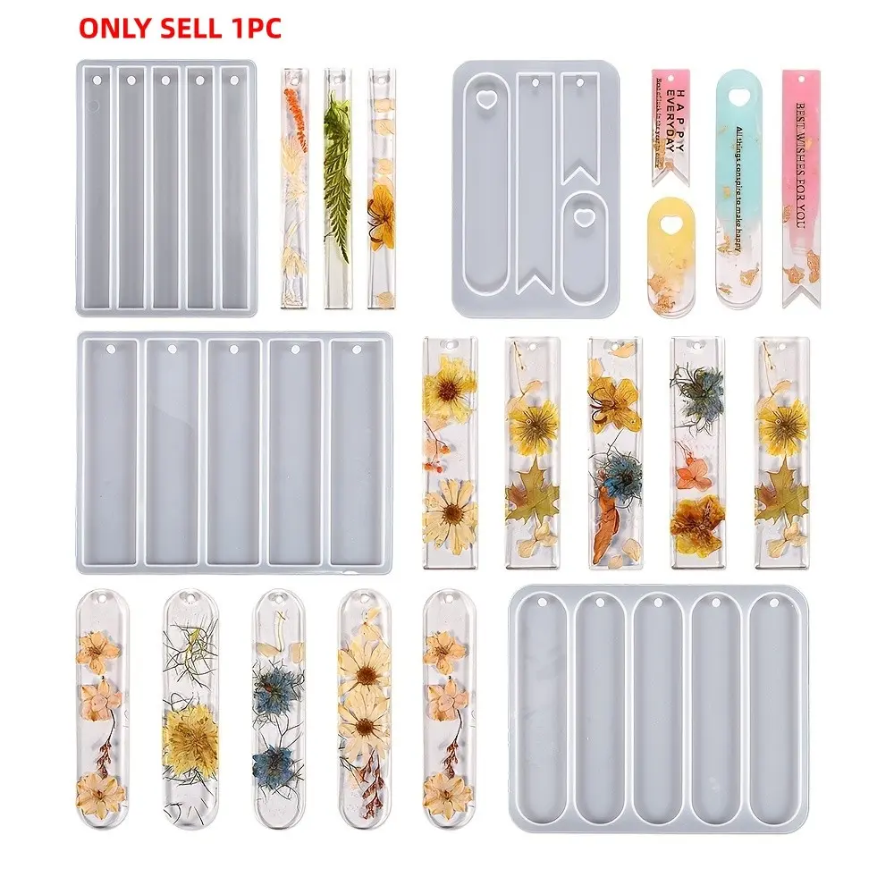 1Pcs Resin Bookmark Silicone Molds , 4 Shapes Decorative DIY Epoxy Casting Molds for Handmade Bookmarks & Pendants, Perfect for Dried Flower Crafts, Versatility