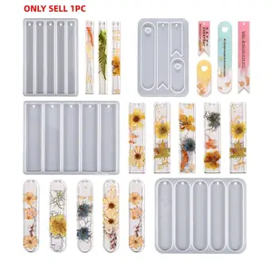 1Pcs Resin Bookmark Silicone Molds , 4 Shapes DIY Epoxy Casting Molds for Handmade Bookmarks & Pendants, Perfect for Dried Flower Crafts