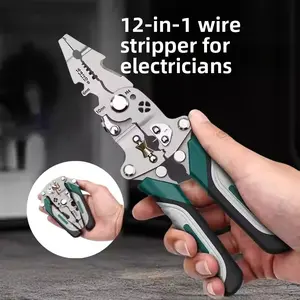 12-In-1 Multi-Function Wire Stripping Kit, Durable Folding Tool for Home Electricians, Ideal for Stripping, Crimping, Cutting, Coiling Wires