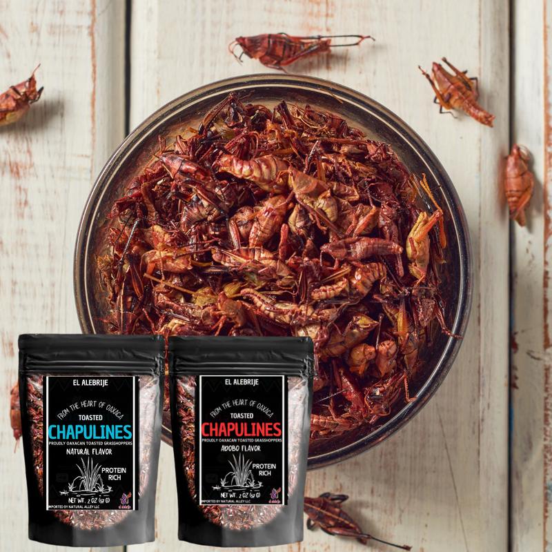 Alebrixes | Chapulines From Oaxaca 4oz (114g) Enchilados | Premium Toasted Adobo Edible Grasshoppers  - Always Fresh & Delicious Mexican Snack | Imported from Mexico