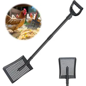 Sifter Shovel for Chicken Coop, 47 Inch Heavy Duty Beach Sifting Shovel for Sand Rock Poop Cleaning, Metal Detector Shovels for Farm, Gardening, D-Grip Handle, Square Gardening Shovels