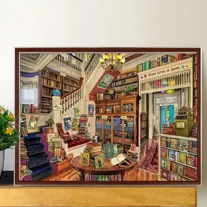 DIY Diamond Painting Kit, Square & Round Drill Mosaic Art Set, Handmade Bookshelf Decoration, Craft Supplies for Home Decor