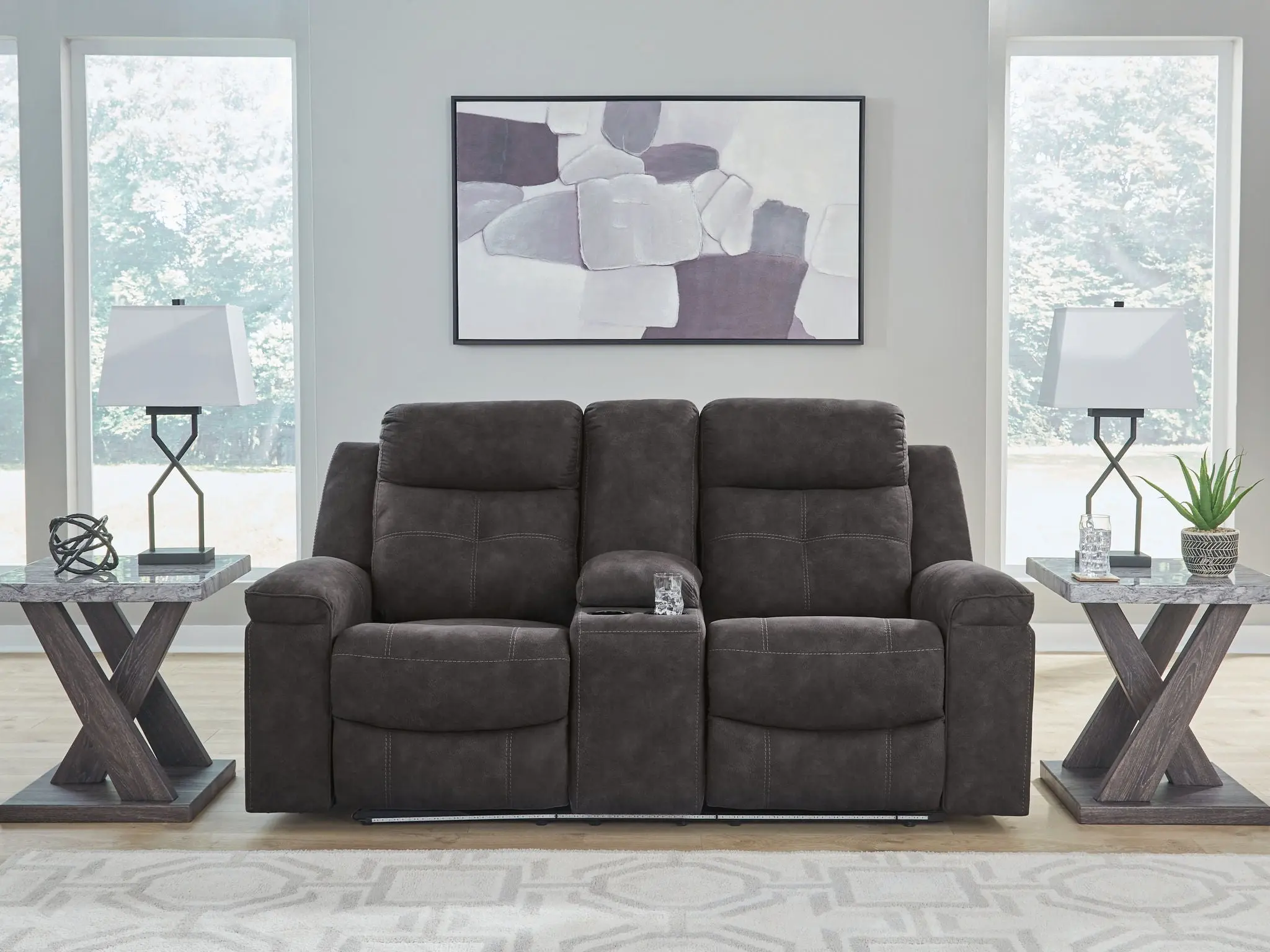 Brysonview - Double Reclining Loveseat With Console - Charcoal Brysonview - Double Reclining Loveseat With Console - Charcoal