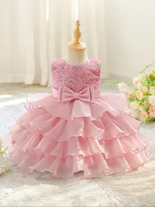 Pink Sequins Puffy Baby Girl Clothes Christening Cocktail Toddler Baptism Pageant Ball Gown Princess Dress for all Season 6 Months to 3 Years Princess Seraphina Dress